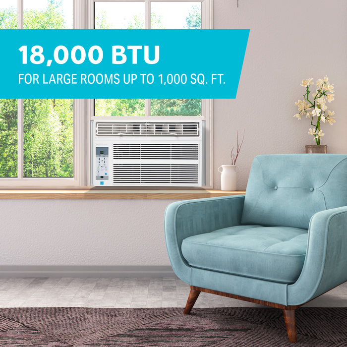 18,000 BTU 230V Cool/Heat Window Air Conditioner with Electric Heat, Follow-Me Remote control