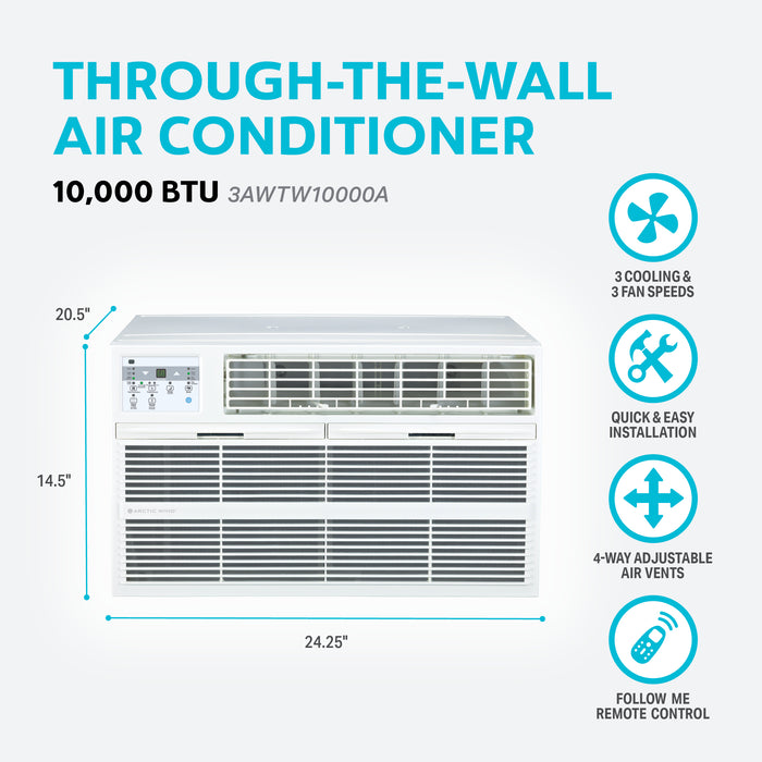 10,000 BTU 115V High-Efficiency Through-the-Wall Air Conditioner with Follow-Me Remote Control